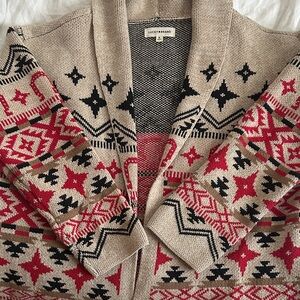 Lucky Brand Men's Beige and Red Western Cardigan